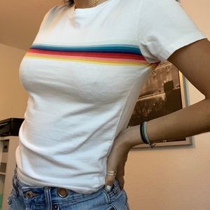 brandy melville rainbow stripped top